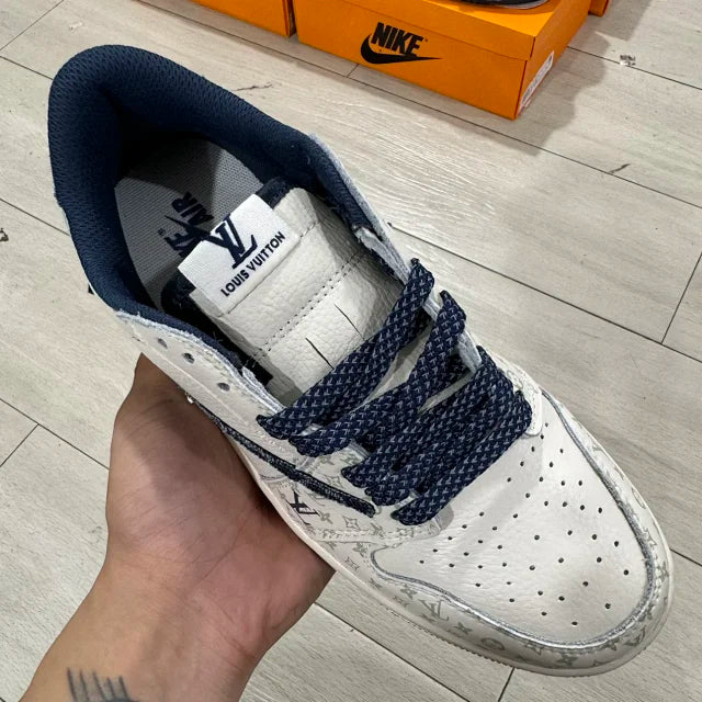 AJ1 Low x LV White and Blue