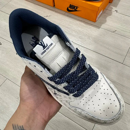 AJ1 Low x LV White and Blue
