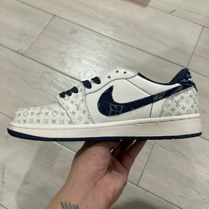AJ1 Low x LV White and Blue