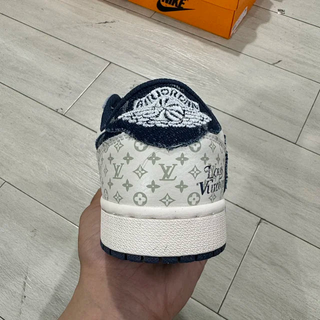 AJ1 Low x LV White and Blue