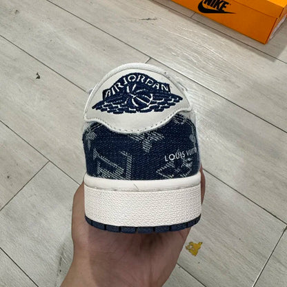 AJ1 Low x LV White and Blue