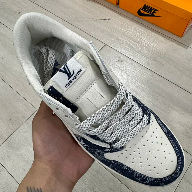 AJ1 Low x LV White and Blue